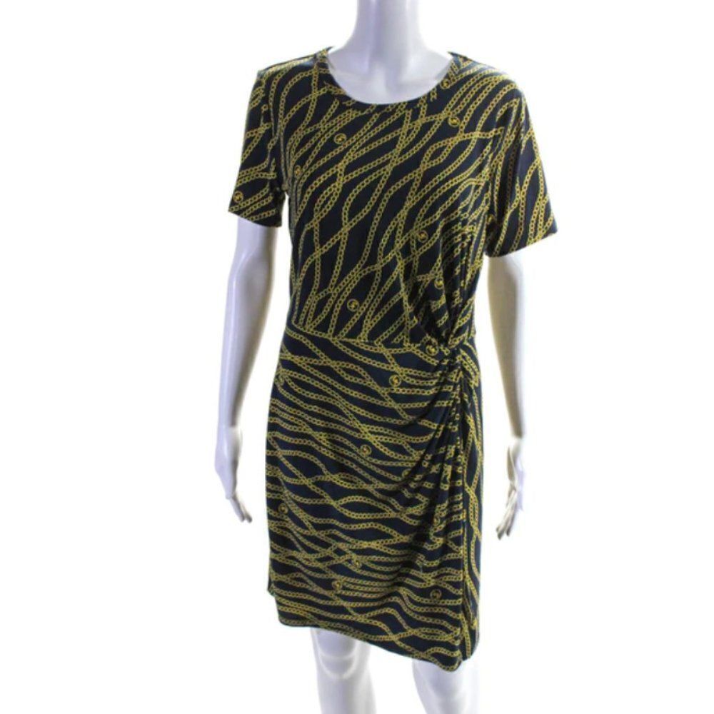 Michael Michael Kors Womens Graphic Chain Print Blouson Tee Dress Size Medium